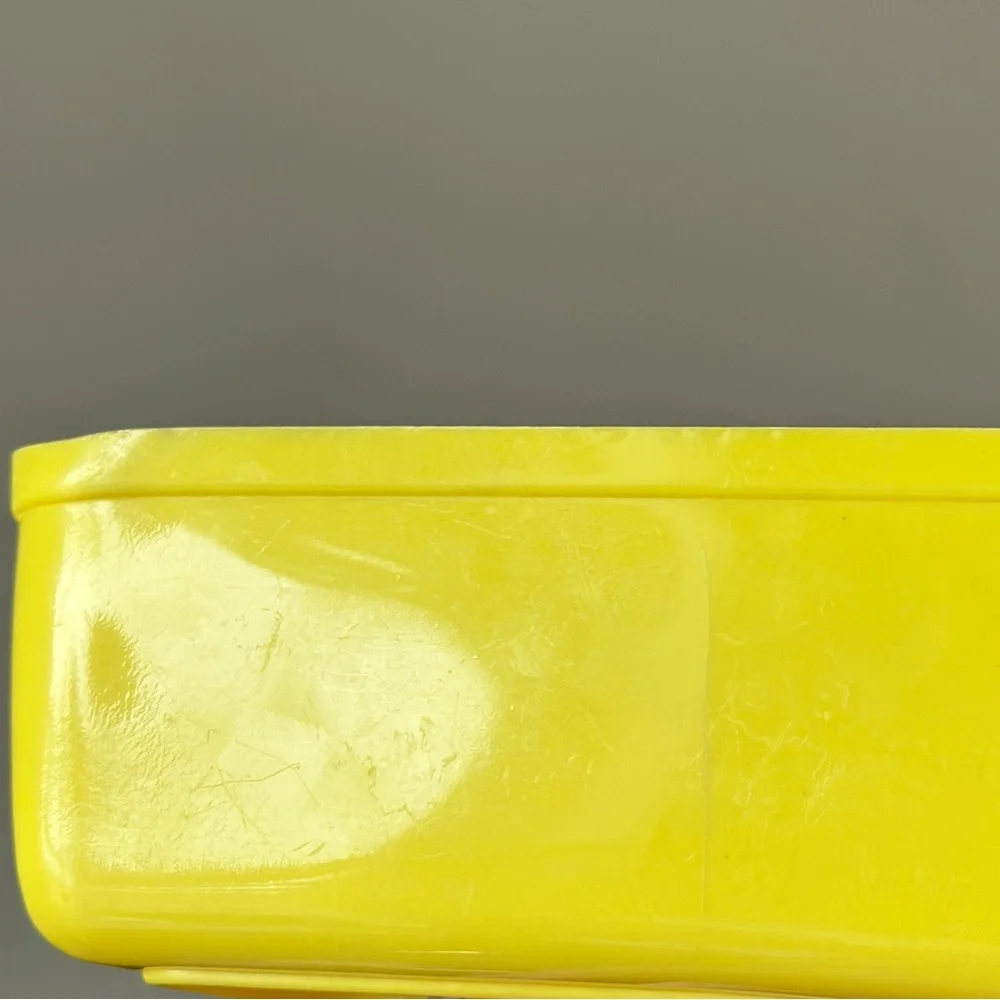 Vintage Lustroware Plastic Refrigerator Dish Yellow with Clear Lid Retro MCM 8”